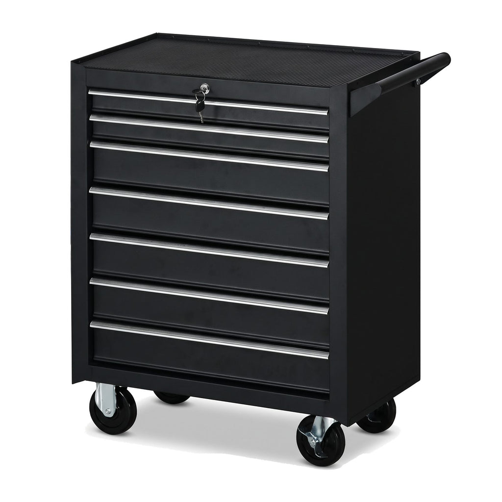 Servante d'atelier noire 7 tiroirs sur fond blanc