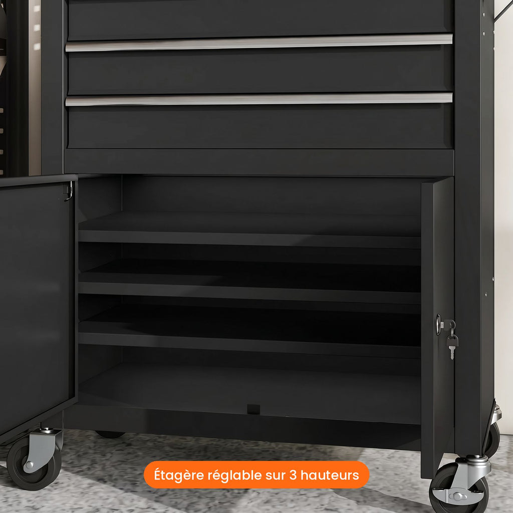 Servante d'atelier panneau perforé avec étagère réglable sur 3 hauteurs